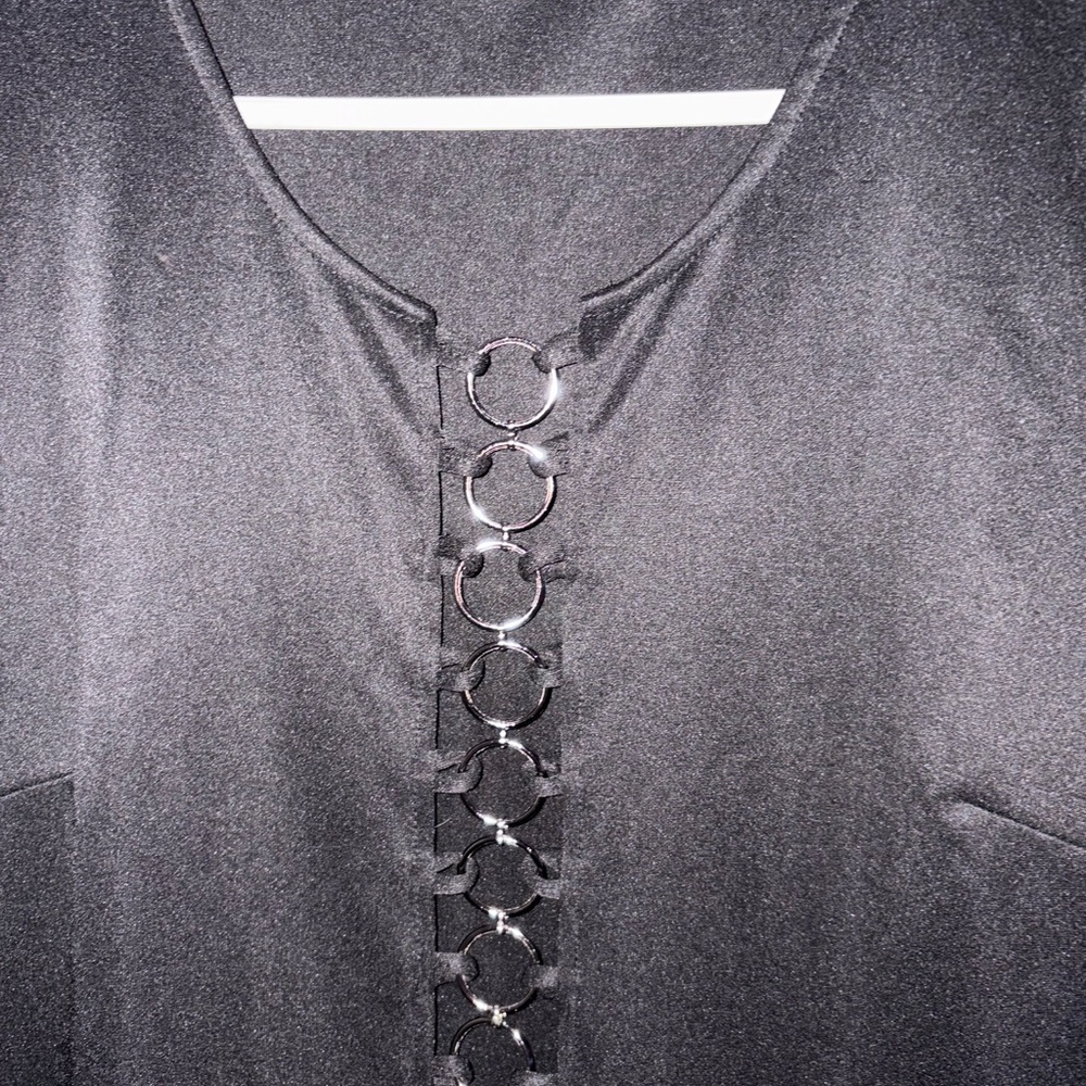 Chic Black Mini Dress with Button Detail PTP22” Fits US 1X-2X - Picture 4 of 9